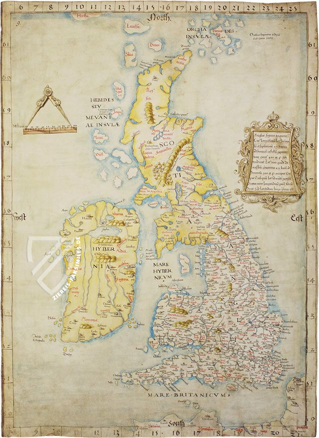 Karte der Britischen Inseln König Heinrichs VIII. – The Folio Society – B.L. Cotton MS Augustus I.i.9 – British Library (London, Vereinigtes Königreich)