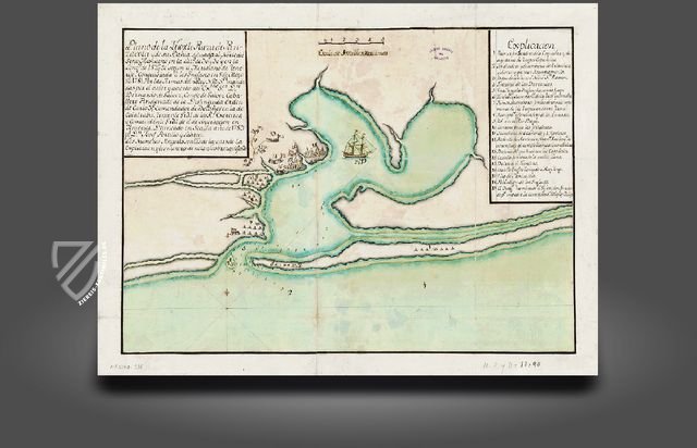 Karte von Pensacola – Testimonio Compañía Editorial – AGS, MPD, 12-90 – Archivo General (Simancas, Spanien)