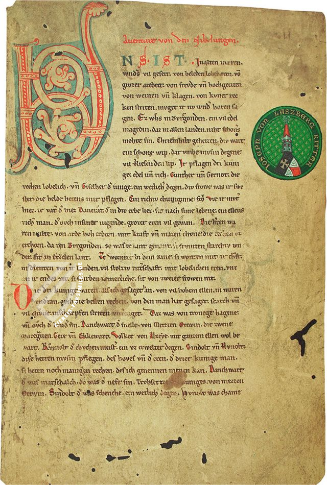 Nibelungenlied und die Klage – Müller & Schindler – Ms. 63 – Fürstlich Fürstenbergischen Hofbibliothek (Donaueschingen, Deutschland)