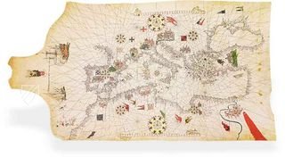 Portolankarte des Mittelmeers von Mateo Prunes – AyN Ediciones – PM-1 – Museo Naval (Madrid, Spanien)