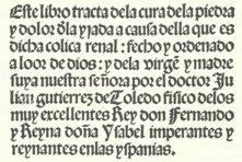 Cura de la Piedra y Dolor de la Ijada y Colica Rrenal – Vicent Garcia Editores – Inc. 205 – Biblioteca Histórico Médica de la Universidad de València (Valencia, Spanien)