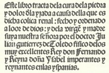 Cura de la Piedra y Dolor de la Ijada y Colica Rrenal – Vicent Garcia Editores – Inc. 205 – Biblioteca Historicomèdica de la Universitat de València (Valencia, Spanien)