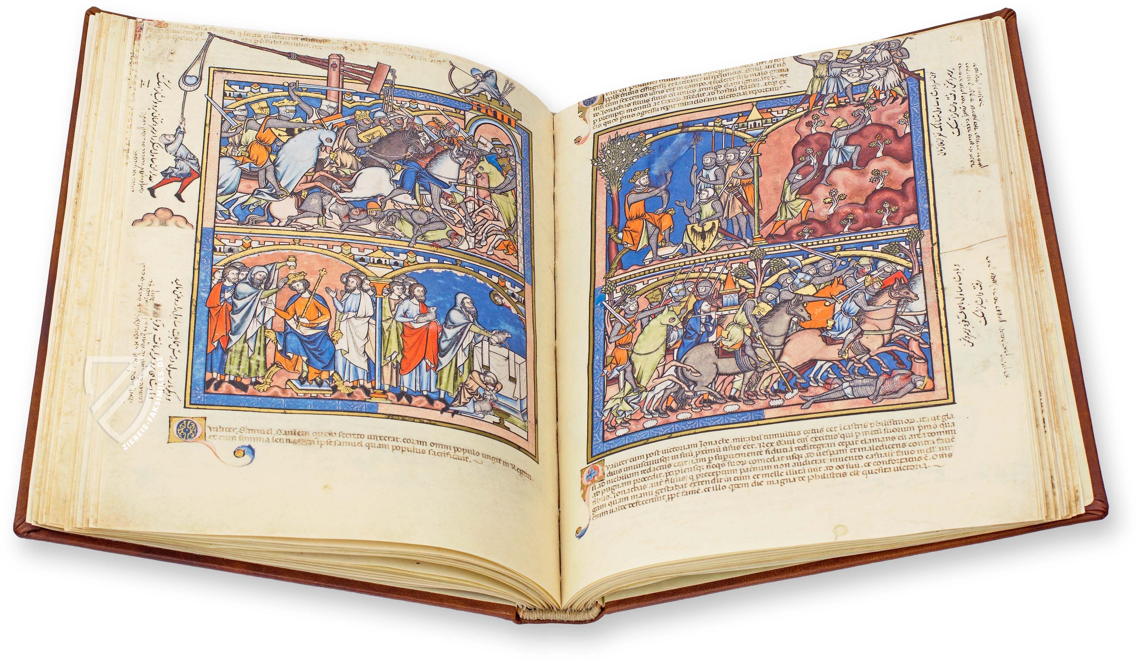 Kreuzritterbibel Ludwigs des Heiligen (Scriptorium – Valencia, 2013): Als Bedruckstoff diente nicht Spezialpapier, sondern wie im Original echtes Pergament)