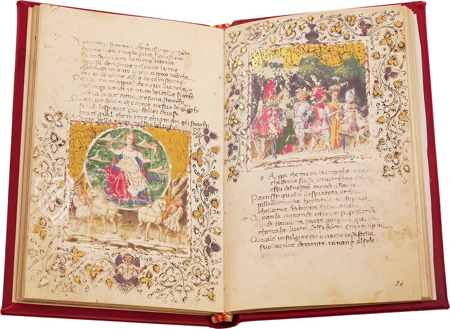 Petrarcas Gedicht über die Triumphe des Guten zählte zu den beliebtesten Werken der Renaissance (Petrarca: Trionfi - Florentiner Codex, Florenz (Italien) — Mitte des 15. Jahrhunderts)