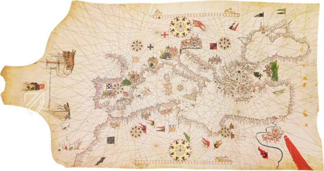 Portolankarte des Mittelmeers von Mateo Prunes – AyN Ediciones – PM-1 – Museo Naval (Madrid, Spanien)
