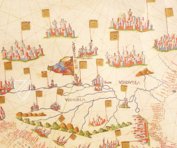 Seekarte des Mittelmeers von Giacomo Maggiolo – Istituto Poligrafico e Zecca dello Stato – Biblioteca Nazionale Centrale di Roma (Rom, Italien) Seekarte des Mittelmeers von Giacomo Maggiolo – Istituto Poligrafico e Zecca dello Stato – Biblioteca Nazionale Centrale di Roma (Rom, Italien)