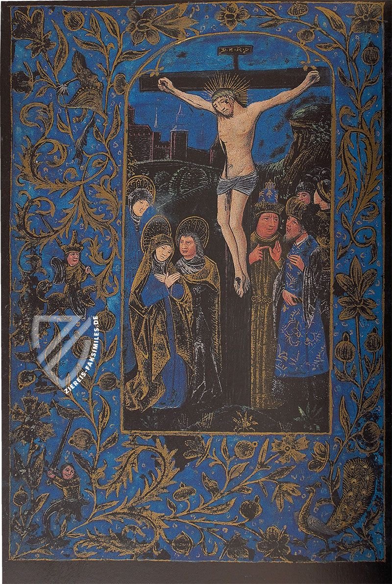 Strahlende Miniaturen, leuchtende Bordüren und Goldinitialen auf schwarzem Pergament: eine von nur sieben schwarzen Handschriften, die bis heute erhalten geblieben sind (Schwarzes Stundenbuch, Brügge, Belgien — um 1475)