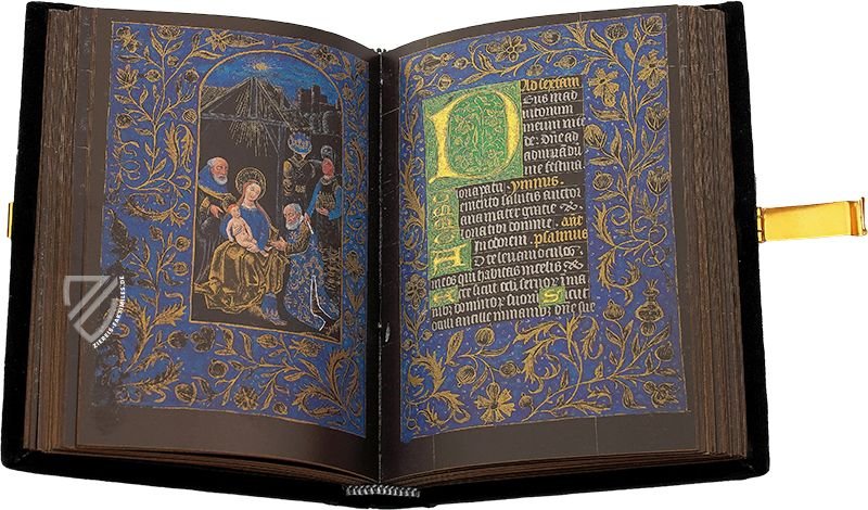 Strahlende Miniaturen, leuchtende Bordüren und Goldinitialen auf schwarzem Pergament: eine von nur sieben schwarzen Handschriften, die bis heute erhalten geblieben sind (Schwarzes Stundenbuch, Brügge, Belgien — um 1475)