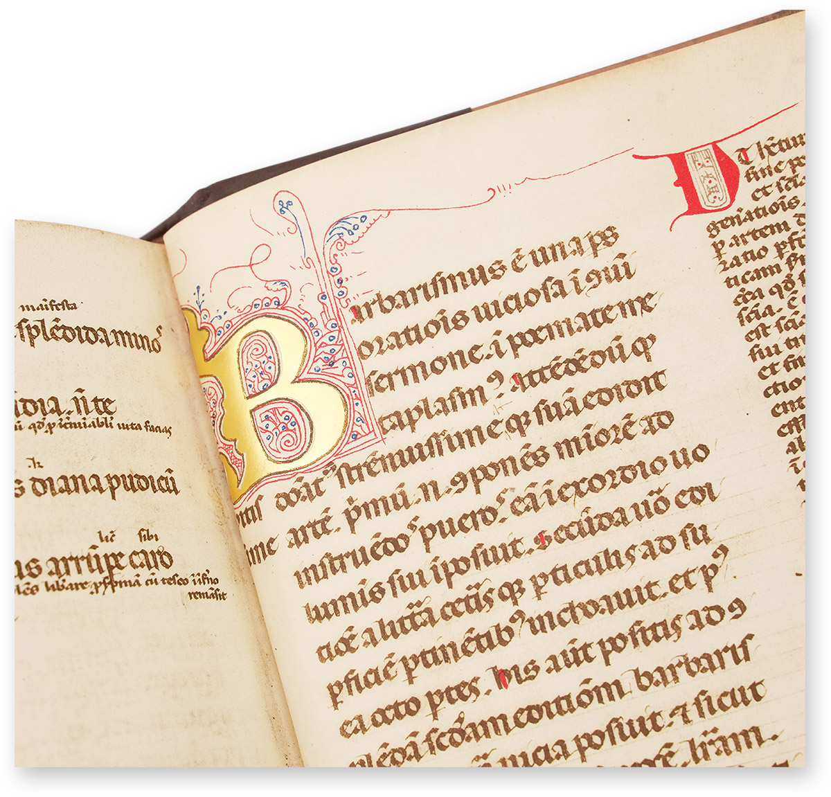 Petrarca: Vergilianus-Codex Goldene Fleuronnée-Initiale "B". (Petrarca: Vergilianus-Codex, Italien — Ca. 1300–1325)