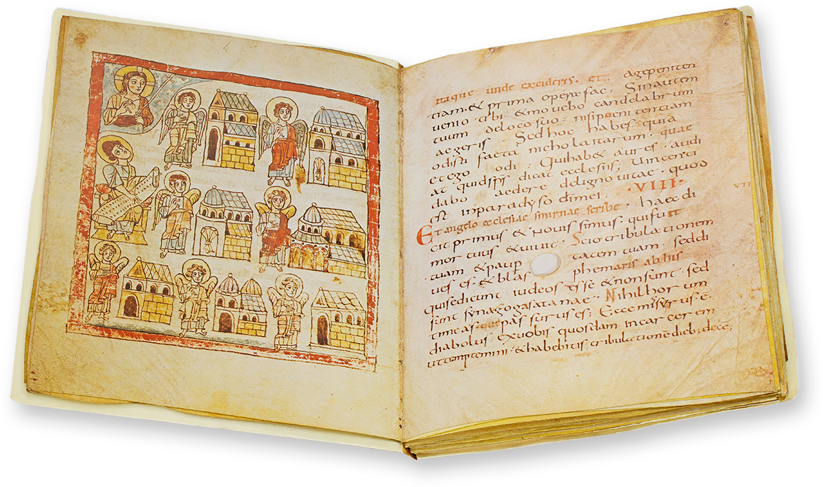 Trierer Apokalypse Die Trierer Apokalypse nimmt eine einzigartige Brückenfunktion zur Kunst der Spätantike ein: Einige Figuren der 74 ganzseitigen Miniaturen erinnern auffällig stark an pagane antike Vorbilder. (Trierer Apokalypse, Nordfrankreich (wohl Tours) — Um 800)